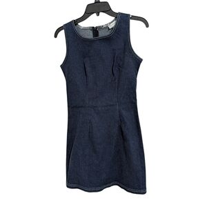 Vintage In Charge Sleeveless Denim Dress Princess Seams Zipper Women's S Blue